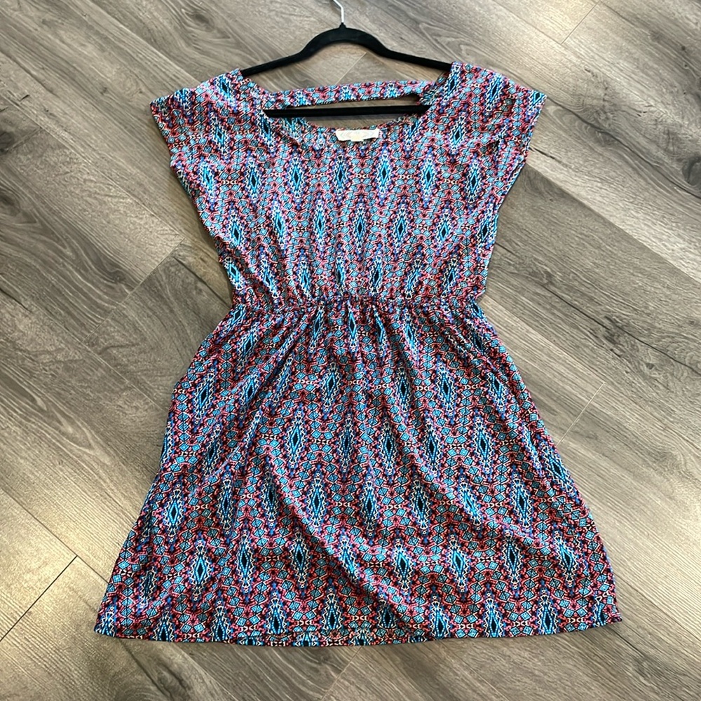 Pink Rose dress with pockets, pink & turquoise color Cute Playful girly sweet